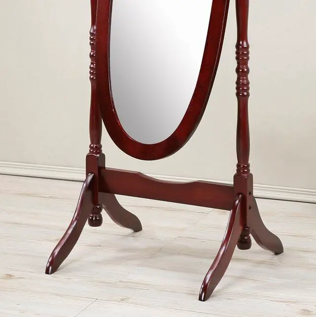 Alt view image 2 of 6 - Traditional Queen Anna Style Wood Floor Cheval Mirror, Cherry Finish