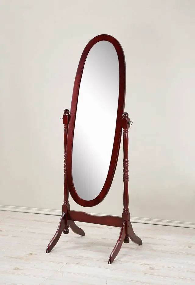 Main image of Traditional Queen Anna Style Wood Floor Cheval Mirror, Cherry Finish