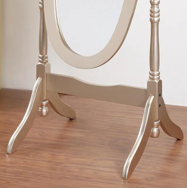 Alt view image 3 of 6 - Traditional Queen Anna Style Wood Floor Cheval Mirror, Gold Finish