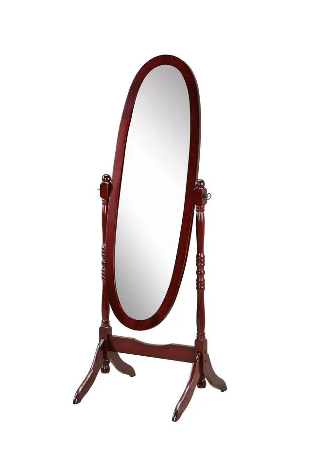 Alt view image 4 of 6 - Traditional Queen Anna Style Wood Floor Cheval Mirror, Cherry Finish