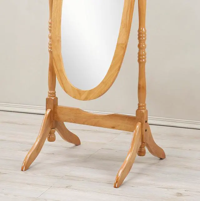 Alt view image 2 of 6 - Traditional Queen Anna Style Wood Floor Cheval Mirror, Oak Finish