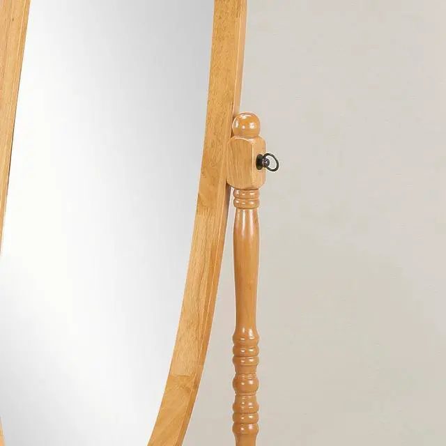 Alt view image 4 of 6 - Traditional Queen Anna Style Wood Floor Cheval Mirror, Oak Finish