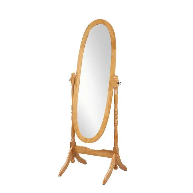 Alt view image 3 of 6 - Traditional Queen Anna Style Wood Floor Cheval Mirror, Oak Finish
