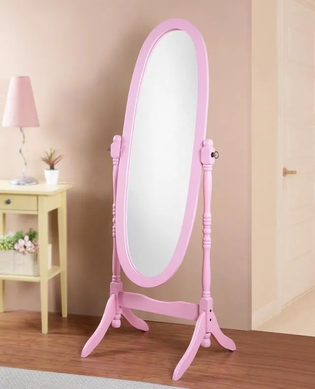 Main image of Traditional Queen Anna Style Wood Floor Cheval Mirror, Pink Finish