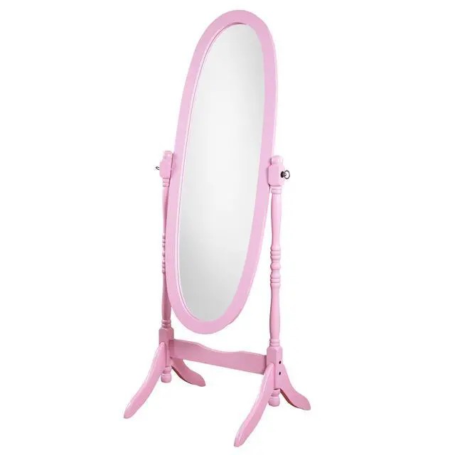 Alt view image 5 of 6 - Traditional Queen Anna Style Wood Floor Cheval Mirror, Pink Finish