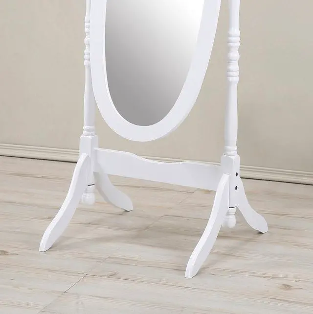 Alt view image 2 of 6 - Traditional Queen Anna Style Wood Floor Cheval Mirror, White Finish