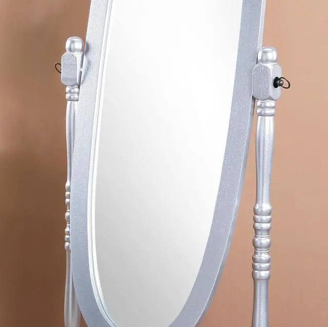 Alt view image 2 of 6 - Traditional Queen Anna Style Wood Floor Cheval Mirror, Silver Finish