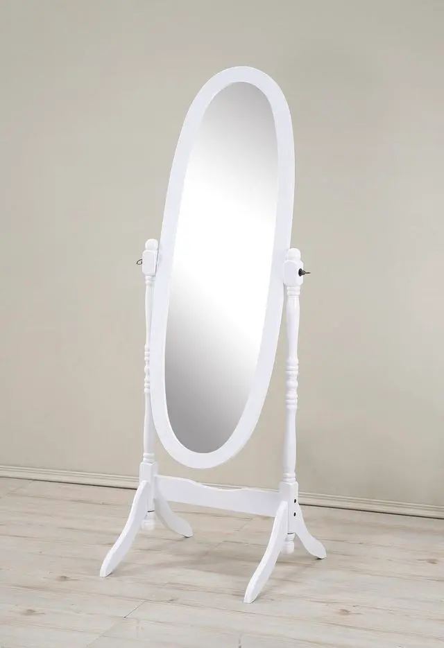 Main image of Traditional Queen Anna Style Wood Floor Cheval Mirror, White Finish