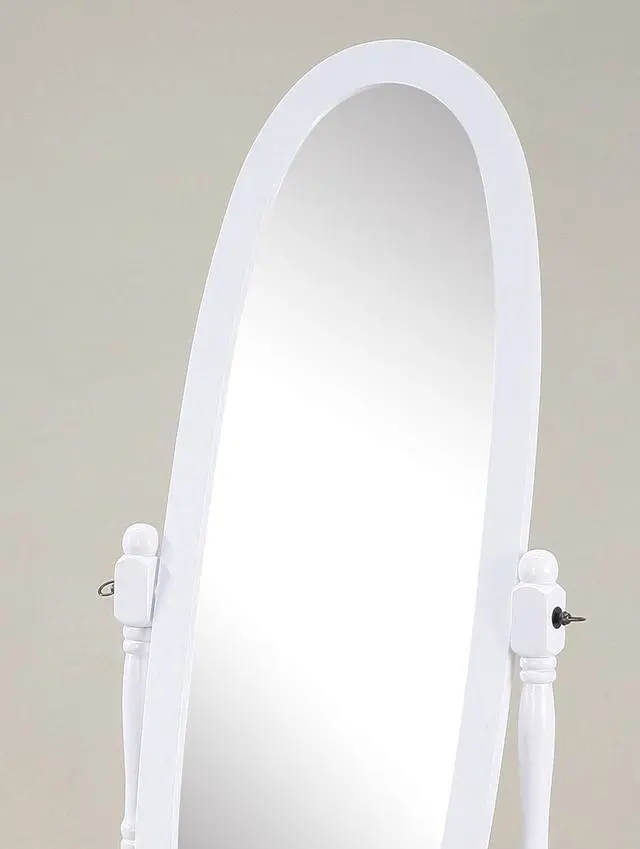 Alt view image 4 of 6 - Traditional Queen Anna Style Wood Floor Cheval Mirror, White Finish