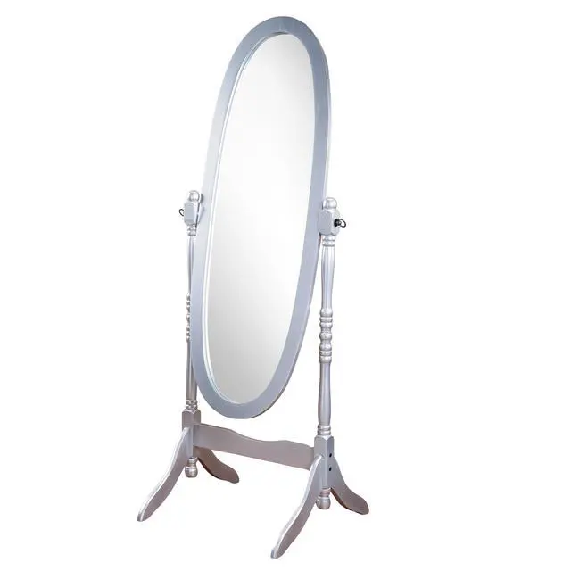Alt view image 5 of 6 - Traditional Queen Anna Style Wood Floor Cheval Mirror, Silver Finish