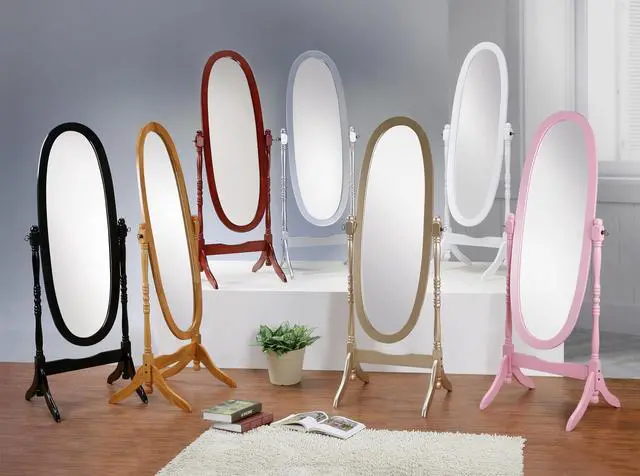 Alt view image 4 of 6 - Traditional Queen Anna Style Wood Floor Cheval Mirror, Silver Finish