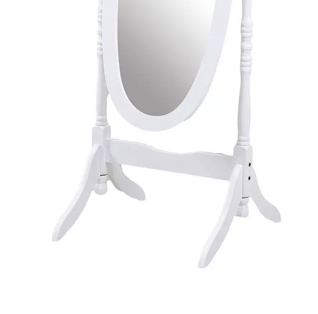 Alt view image 5 of 6 - Traditional Queen Anna Style Wood Floor Cheval Mirror, White Finish