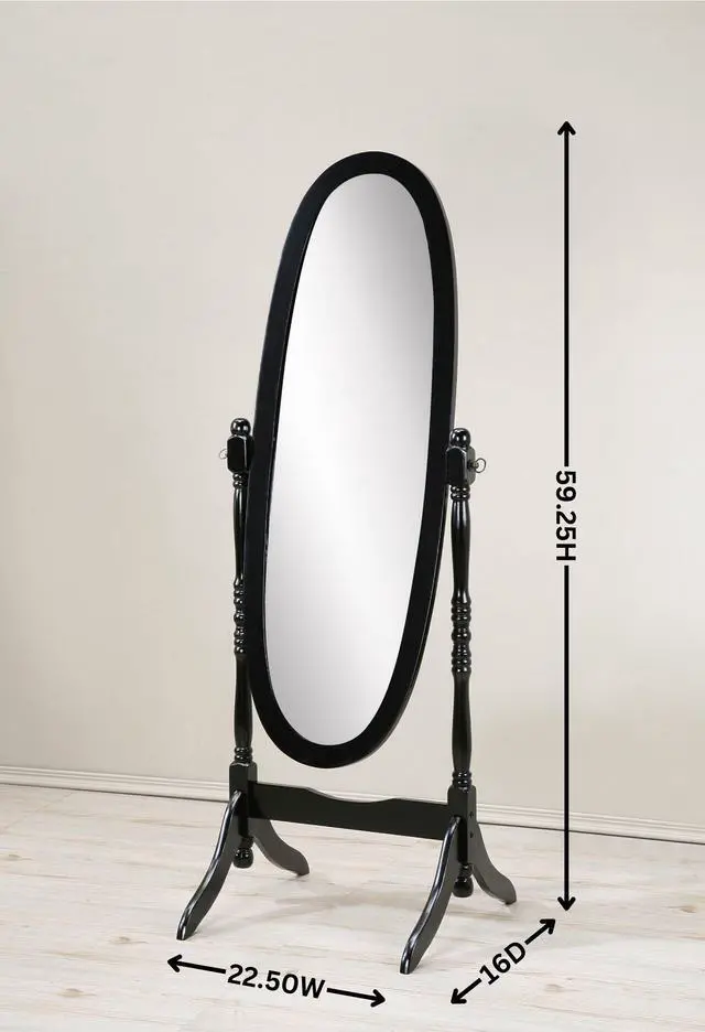 Alt view image 6 of 6 - Traditional Queen Anna Style Wood Floor Cheval Mirror, Pink Finish