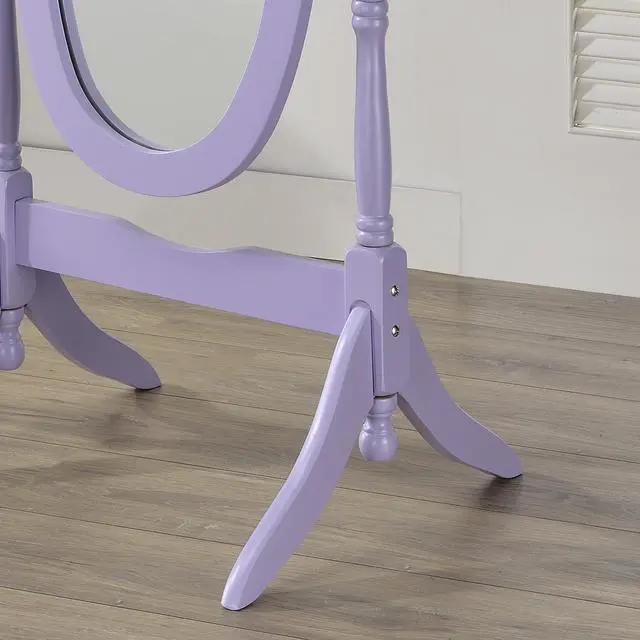 Alt view image 2 of 5 - Traditional Queen Anna Style Wood Floor Cheval Mirror, Purple Finish
