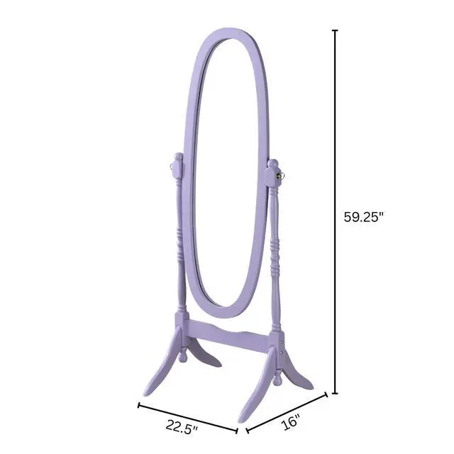 Alt view image 5 of 5 - Traditional Queen Anna Style Wood Floor Cheval Mirror, Purple Finish