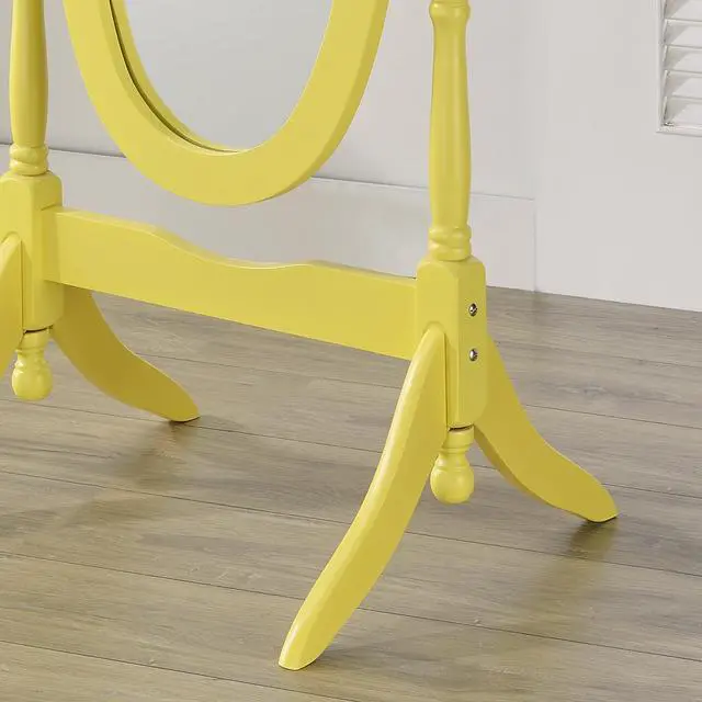 Alt view image 3 of 5 - Traditional Queen Anna Style Wood Floor Cheval Mirror, Yellow Finish