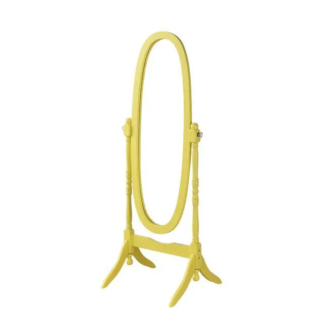 Alt view image 4 of 5 - Traditional Queen Anna Style Wood Floor Cheval Mirror, Yellow Finish