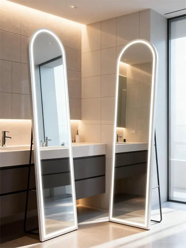 Alt view image 2 of 5 - Full Length Mirror 63"x 20" Floor Mirror, Free Standing Full Body Mirror, Wall Mounted Hanging or Leaning Mirror with Stand for Bedroom, Living Room, Cloakroom