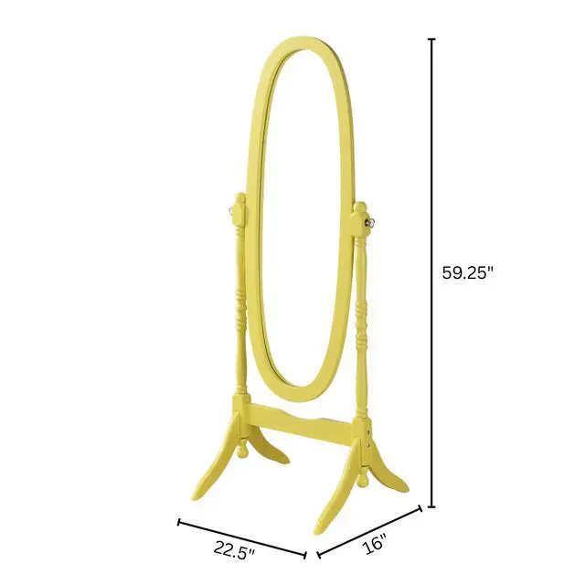 Alt view image 5 of 5 - Traditional Queen Anna Style Wood Floor Cheval Mirror, Yellow Finish
