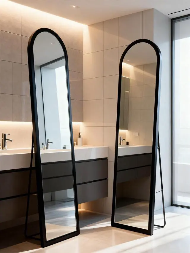 Alt view image 2 of 5 - Full Length Mirror 63"x 20" Floor Mirror, Free Standing Full Body Mirror, Wall Mounted Hanging or Leaning Mirror with Stand for Bedroom, Living Room, Cloakroom