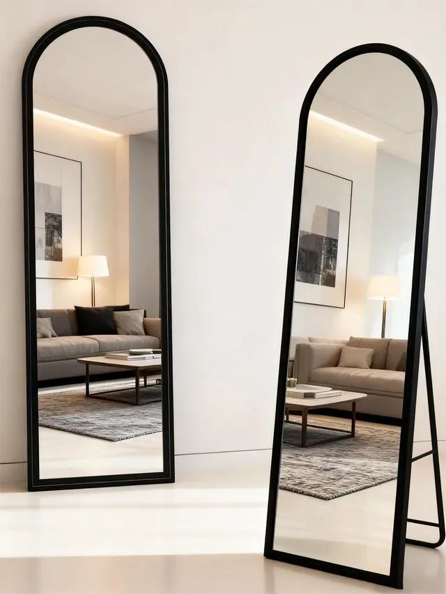 Alt view image 4 of 5 - Full Length Mirror 63"x 20" Floor Mirror, Free Standing Full Body Mirror, Wall Mounted Hanging or Leaning Mirror with Stand for Bedroom, Living Room, Cloakroom