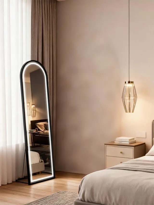 Alt view image 5 of 5 - Full Length Mirror 63"x 20" Floor Mirror, Free Standing Full Body Mirror, Wall Mounted Hanging or Leaning Mirror with Stand for Bedroom, Living Room, Cloakroom