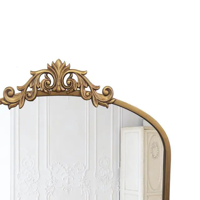 Alt view image 7 of 7 - Wall Mirror 43x24 Inch Vintage Ornate Arched Floor Mirror Metal Framed Mirror Dressing Mirror, for Entryway, Living Room, Bedroom, Antique Bronze