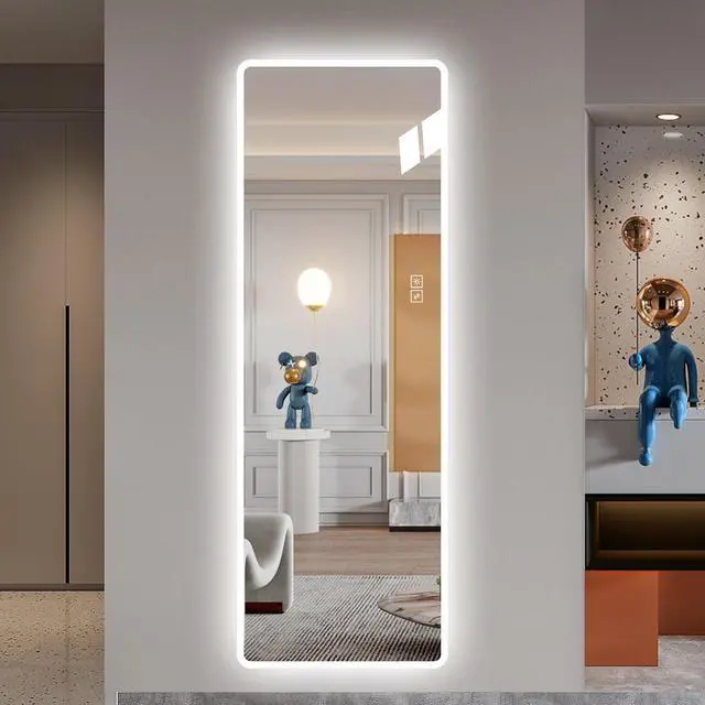Main image of Full Length Mirror Lighted Vanity Body Mirror LED Mirror Wall-Mounted Mirror Big Size Rounded Corners, Bedroom,Living Room,Dressing Room Hotel