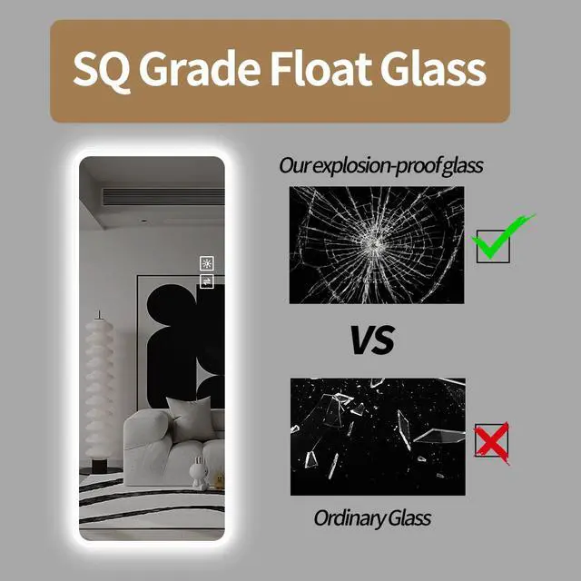 Alt view image 6 of 7 - Full Length Mirror Lighted Vanity Body Mirror LED Mirror Wall-Mounted Mirror Big Size Rounded Corners, Bedroom,Living Room,Dressing Room Hotel