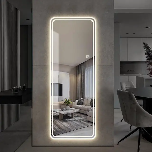 Alt view image 2 of 7 - 65"x24" Full Length Floor Mirror LED Whole Body Mirror, Wall Mounted Hanging Mirror with Lights, Makeup Vanity Mirror, Bedroom Full Size Body Mirror with Dimming & 3 Color Modes