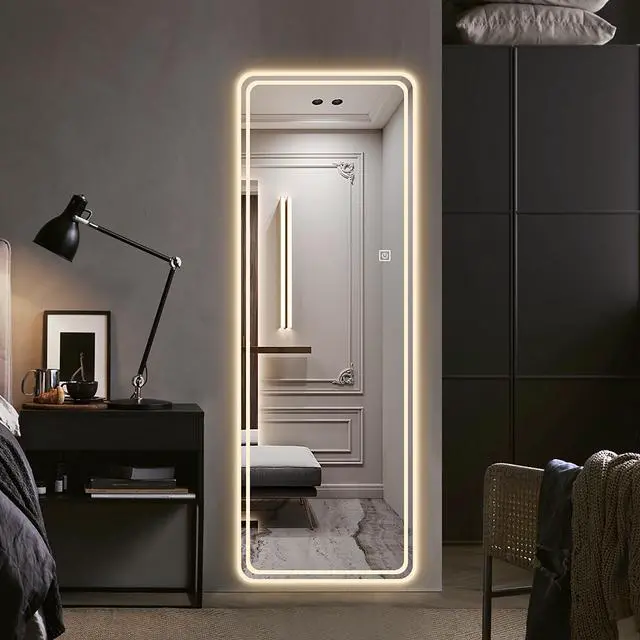 Alt view image 5 of 7 - 65"x24" Full Length Floor Mirror LED Whole Body Mirror, Wall Mounted Hanging Mirror with Lights, Makeup Vanity Mirror, Bedroom Full Size Body Mirror with Dimming & 3 Color Modes
