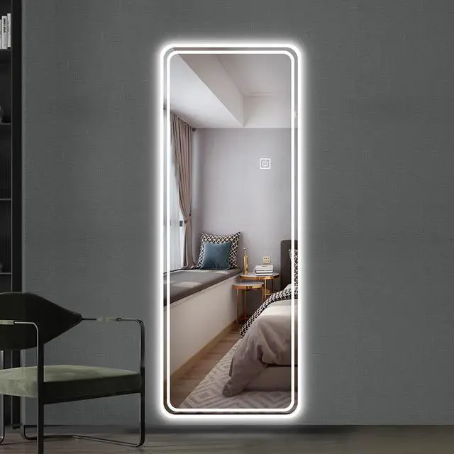 Alt view image 4 of 7 - 65"x24" Full Length Floor Mirror LED Whole Body Mirror, Wall Mounted Hanging Mirror with Lights, Makeup Vanity Mirror, Bedroom Full Size Body Mirror with Dimming & 3 Color Modes