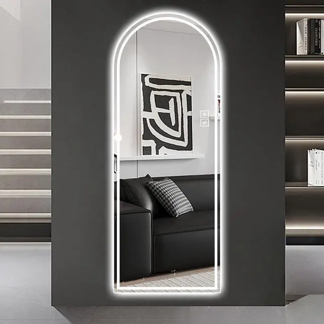 Alt view image 3 of 7 - 65" x 21" Arch LED Bathroom Mirror - Dimmable Wall Mount Vanity Mirror with Anti-Fog, Shatterproof Glass, Tri-Color Lighting for Makeup Studio & Home Gym