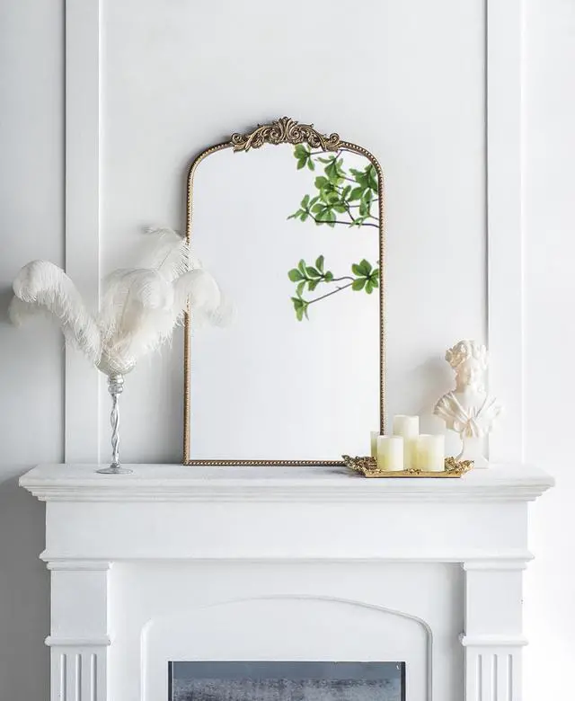 Alt view image 3 of 3 - 24" x 42" Gold Arch Mirror, Baroque Inspired Wall Decor for Bathroom Bedroom Living Room