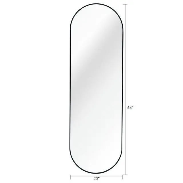 Alt view image 3 of 6 - Black 63 x 20IN Pill Shaped Full Lenghth Mirror or Bathroom mirror