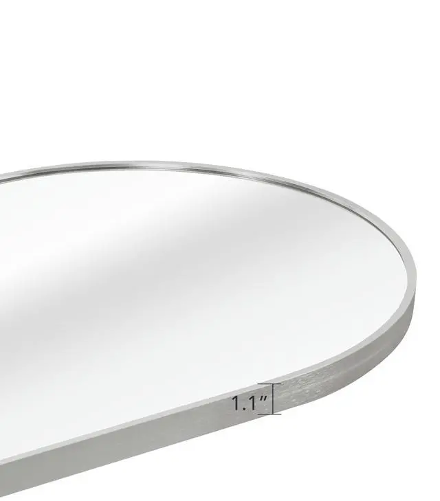 Alt view image 6 of 7 - Silver 63 x 20IN Pill Shaped Full Lenghth Mirror or Bathroom mirror
