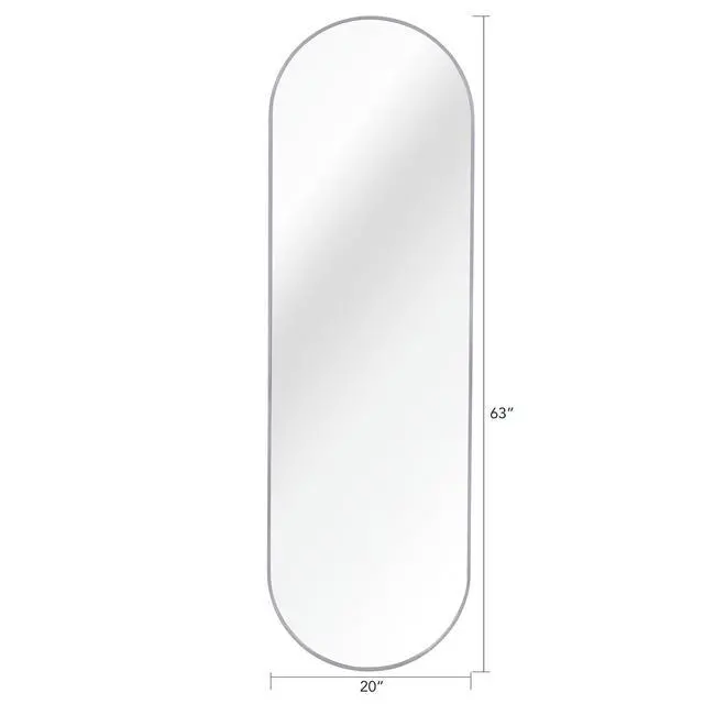 Alt view image 7 of 7 - Silver 63 x 20IN Pill Shaped Full Lenghth Mirror or Bathroom mirror