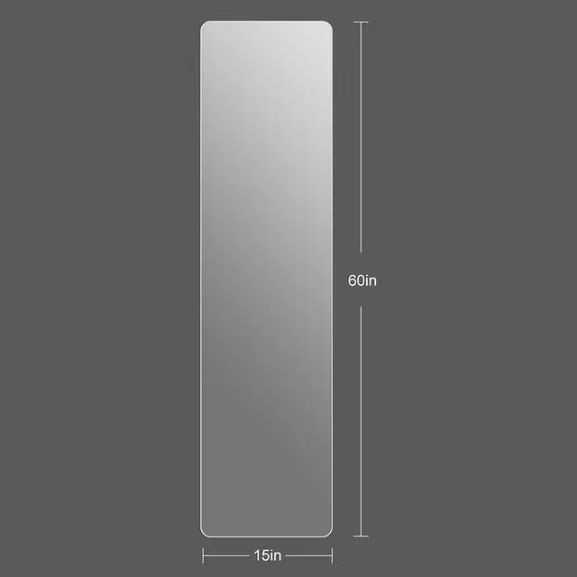 Alt view image 3 of 7 - 60"x 15" inch Full Body round corner mirror for Living Room Bedroom Cloakroom Wall hanging with hanging hole High quality 5mm silver mirror Explosion-proof glass