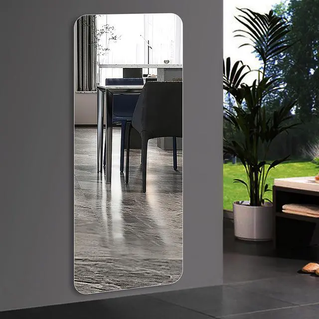 Alt view image 2 of 7 - 60"x 15" inch Full Body round corner mirror for Living Room Bedroom Cloakroom Wall hanging with hanging hole High quality 5mm silver mirror Explosion-proof glass