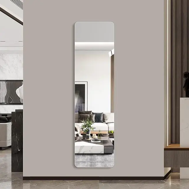 Alt view image 5 of 7 - 56"x 15" inch Full Body round corner mirror for Living Room Bedroom Cloakroom Wall hanging with hanging hole High quality 5mm silver mirror Explosion-proof glass