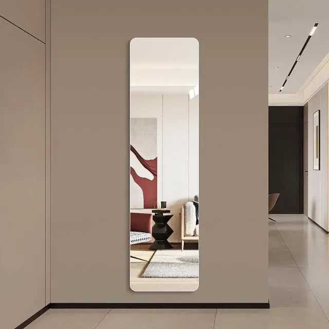 Alt view image 4 of 7 - 56"x 15" inch Full Body round corner mirror for Living Room Bedroom Cloakroom Wall hanging with hanging hole High quality 5mm silver mirror Explosion-proof glass
