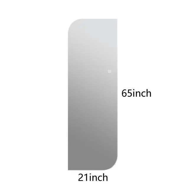 Alt view image 3 of 7 - 65" x 21" LED Full Length Wall Mirror, Irregular Shape Design, 3-Color Dimmable Lighting, 5mm Copper-Free Silver Glass, Hardwired or Plug-in, for Entryway, Bedroom & Salon