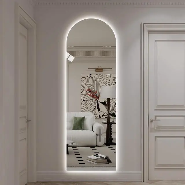 Alt view image 6 of 7 - 65" x 21" LED Full Length Wall Mirror, Symmetrical Arch Design, 3-Color Dimmable Lighting, Shatterproof