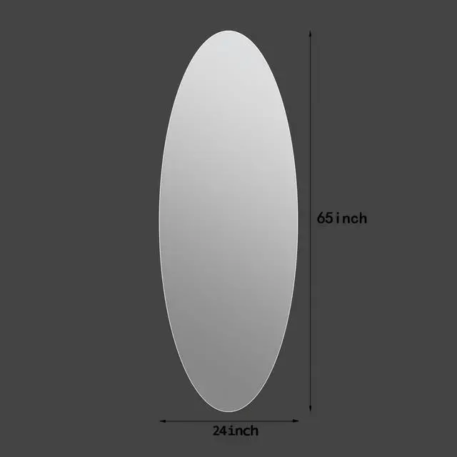 Alt view image 3 of 7 - 65" x 24" Full Length Wall Mirror, Oval Design, 5mm Copper-Free Silver Glass, Moisture-Resistant & Anti-Oxidation, HD Reflection, Wall-Mounted for Entryway, Bedroom & Salon