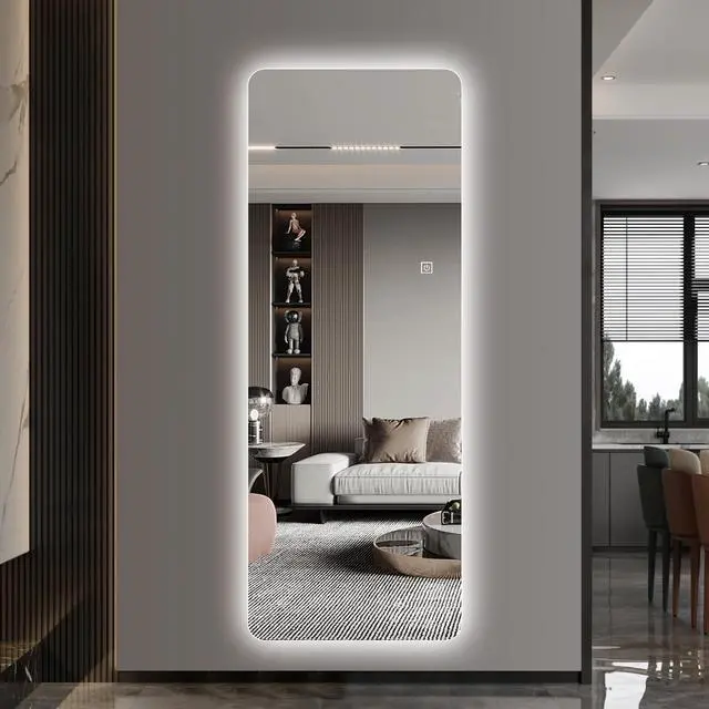 Main image of Wall-Mounted LED Full Length Mirror, 63" x 24" Rectangular Backlit Dressing Mirror with 3 Color Temperatures, Stepless Dimming, Memory Function, Shatter-Resistant Backing, UL Certified