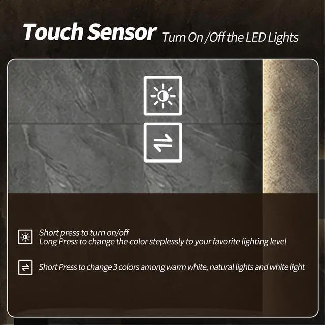 Alt view image 7 of 7 - LED Full Length Mirror with Lights, 63" x 24" Wall Mounted Full Body Mirror, Dimmable & 3 Color Lighting, Anti-Fog, Shatter-Proof, Memory Function, Plug-in or Hardwired, Bedroom