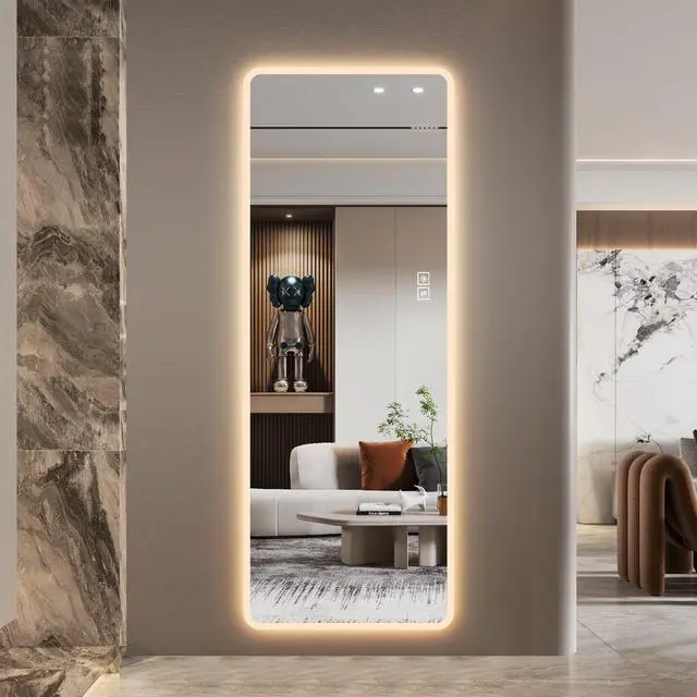 Alt view image 5 of 7 - LED Full Length Mirror with Lights, 63" x 24" Wall Mounted Full Body Mirror, Dimmable & 3 Color Lighting, Anti-Fog, Shatter-Proof, Memory Function, Plug-in or Hardwired, Bedroom