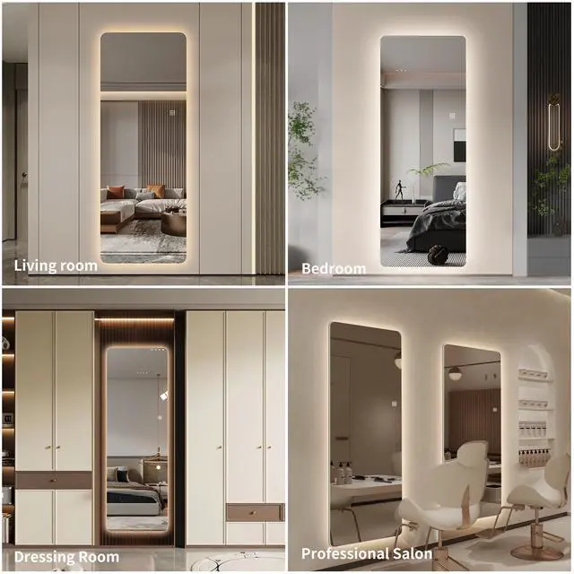Alt view image 4 of 7 - Wall-Mounted LED Full Length Mirror, 63" x 24" Rectangular Backlit Dressing Mirror with 3 Color Temperatures, Stepless Dimming, Memory Function, Shatter-Resistant Backing, UL Certified