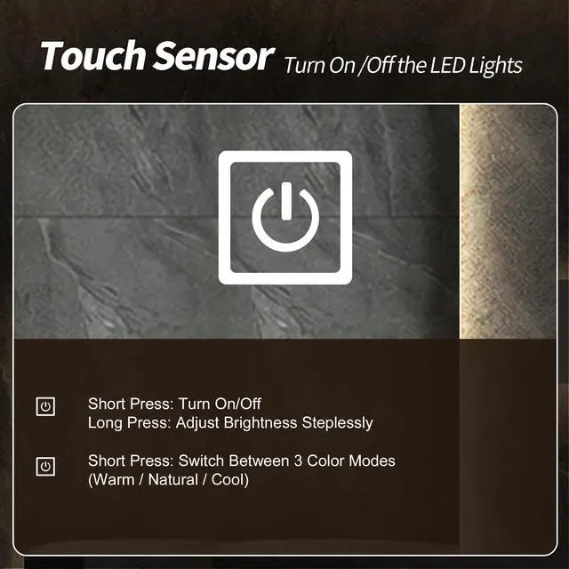 Alt view image 5 of 7 - Wall-Mounted LED Full Length Mirror, 63" x 24" Rectangular Backlit Dressing Mirror with 3 Color Temperatures, Stepless Dimming, Memory Function, Shatter-Resistant Backing, UL Certified