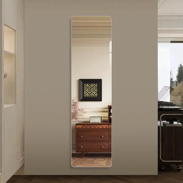 Alt view image 3 of 7 - 59 in. x 16 in. Rectangular Full Length Wall Mirror, 5mm Copper-Free Silver Glass Dressing Mirror for Bedroom and Closet, Shatter-Resistant Backing